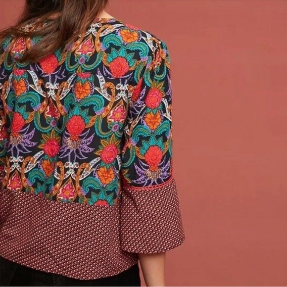 Anthropologie by Maeve printed rayon blouse size 0 - Picture 2 of 8